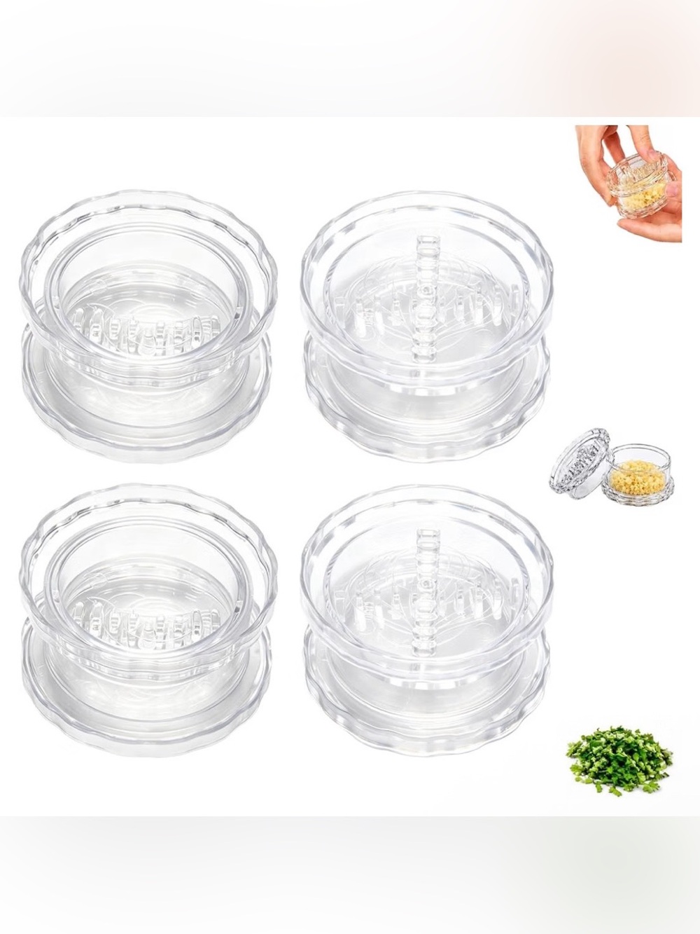 4PCS Transparent Manual Garlic Twist - MultiFunctional Mincer & Grinder